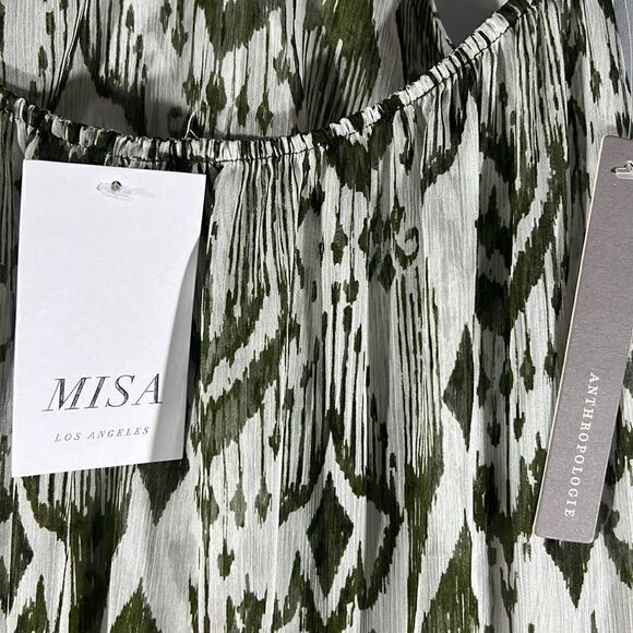 ANTHROPOLOGIE BY MISA PRINTED HALTER MIDI DRESS NWT IN MOSS XS - Picture 10 of 11